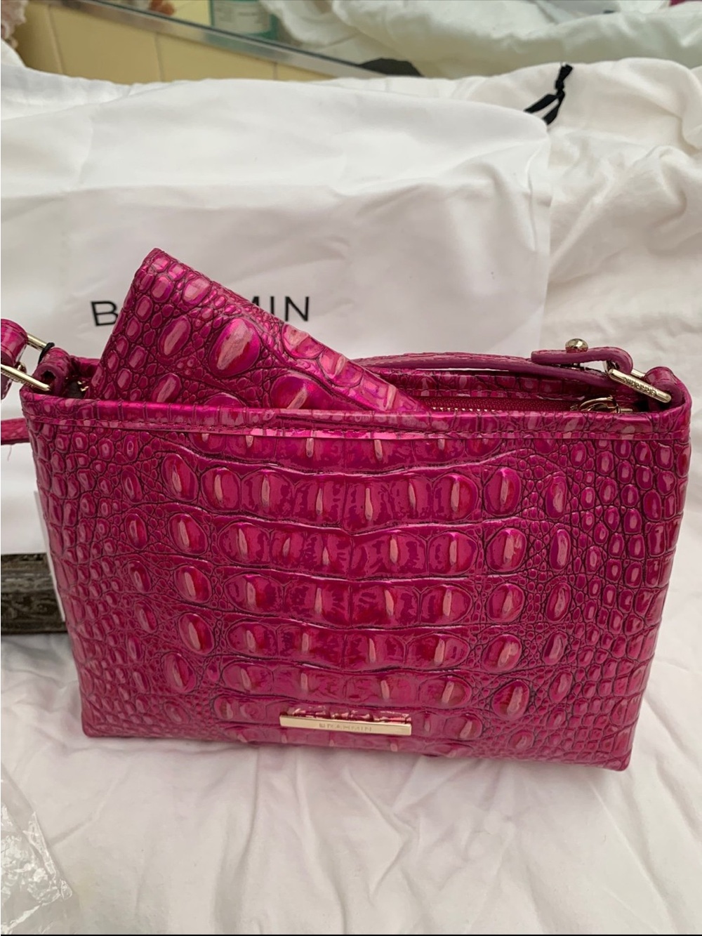 NWT Brahmin Potion (Hot Pink) Lorelei and Matching Potion Ady Wallet - Picture 4 of 14